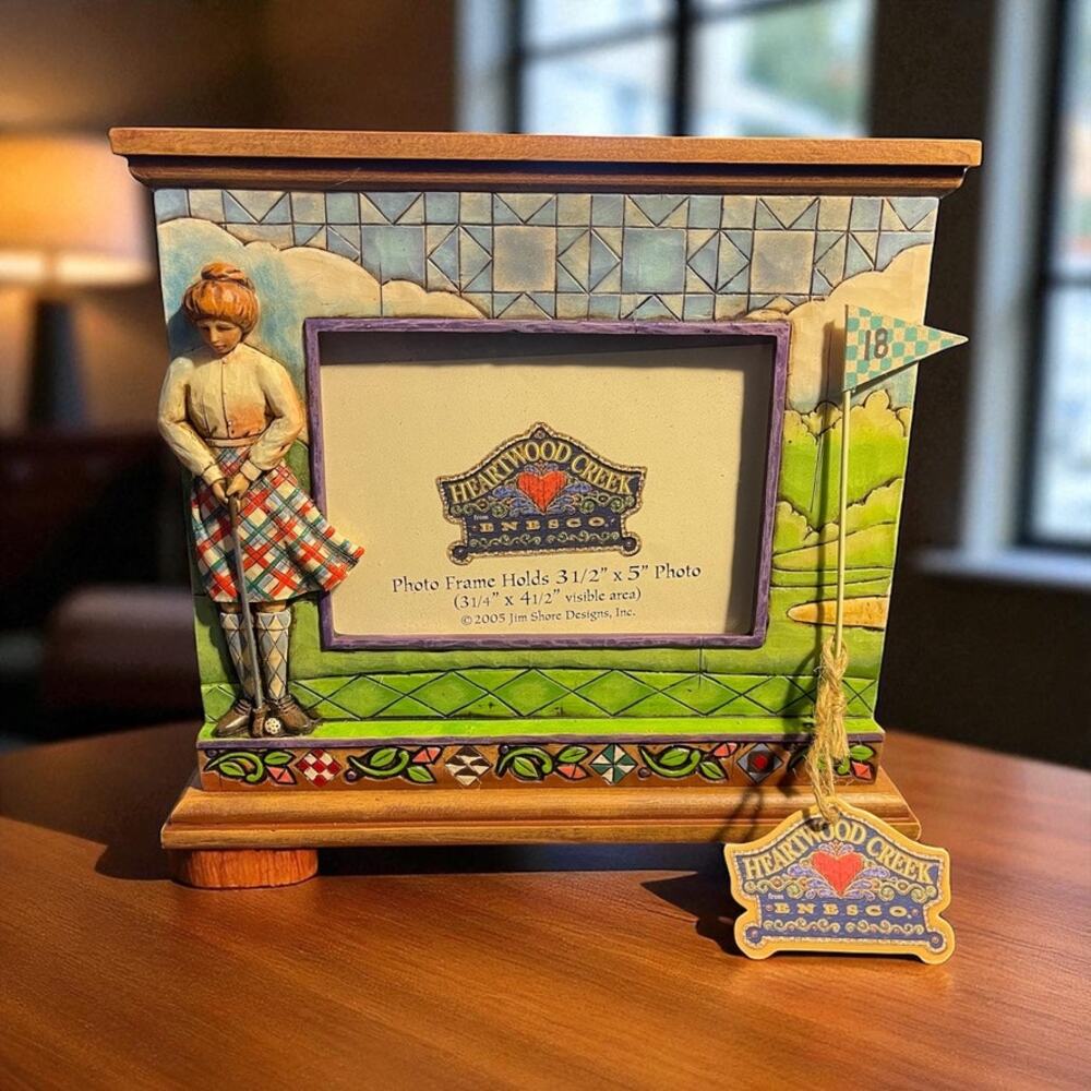 Jim Shore Heartwood Creek Vintage Woman Golfer Photo Picture Frame 8.5" x 7.5"